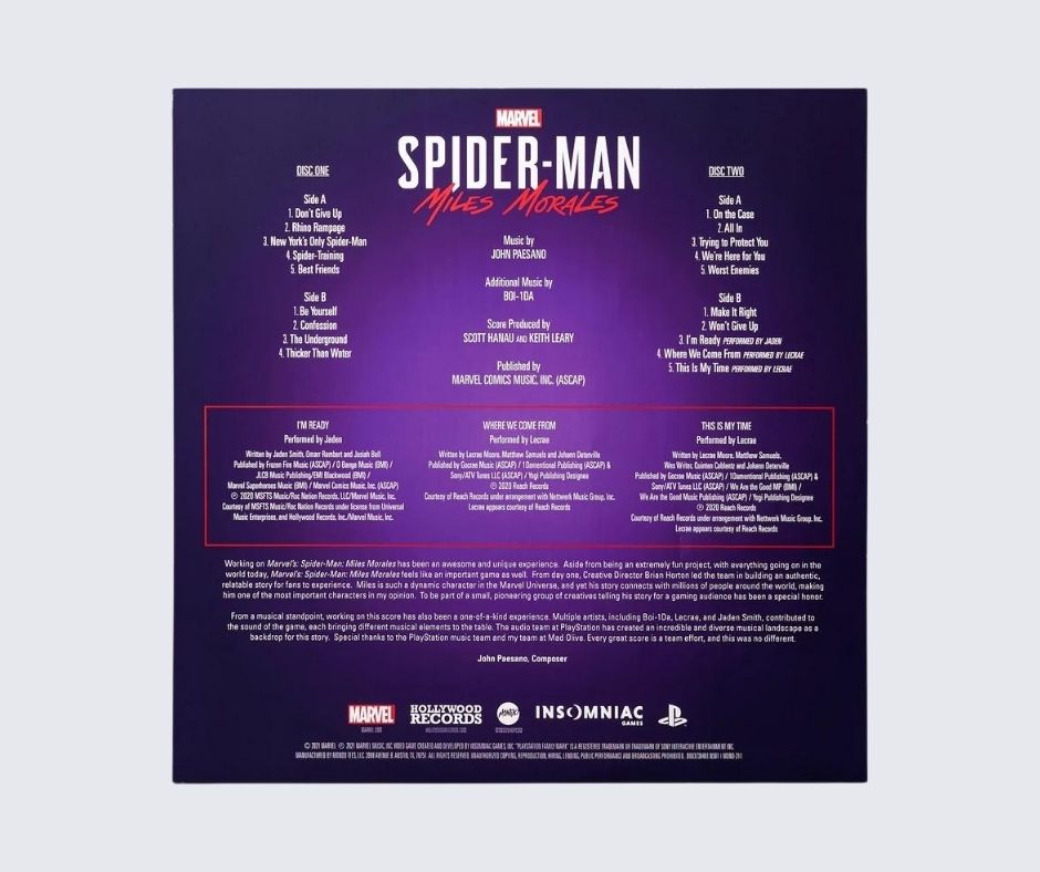 Marvel's Spider-Man: Miles Morales Video Game Soundtrack 2xLP