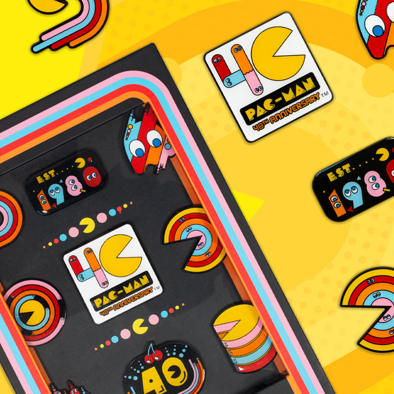 Official Pac-Man 40th Anniversary 9 Pin Badge Set